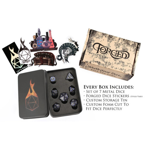Underdark Glimmer, Metal Dice Set, tin with foam insert and stickers