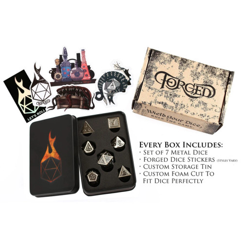 Serpent Silver, Metal Dice Set, tin with foam insert and stickers