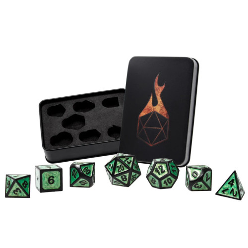Sorcerous Nature, Metal Dice Set, with tin case and foam insert