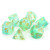 Emerald Wisp Dice Set- iridescent emerald with gold numbers 