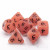 Holly Dice Set, light orange/pink with maroon numbers 