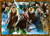 Close up of puzzle, All main characters facing forward- with Harry, Hermione and Ron welding wands
