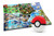 Close up of Pokemon Trainer Mission components, map with Pokémon and the button