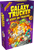 Game box cover of Galaxy Trucker: Keep On Trucking Expansion featuring spaceship with smoke and flames, two astronauts, coffee mug and other artifacts 