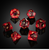 Ruby Zircon glass dice set from above