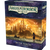 Product cover of Campaign Expansion, Path to Carcosa—Arkham Horror: The Card Game  featuring lightning sky beyond a towering rocklike sky scrapers  desert shoreline, with 2 shipwrecks