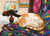 Sweet Dreams cat on quilt and goldfish puzzle image