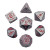 Rogue's Blade brushed nickel dice set with red numbers