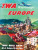 Fly to Europe puzzle image, depicting a vintage poster where a plane flies over a European village and a castle