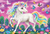 Unicorn puzzle image, depicting a colorful unicorn surrounded by flowers and butterflies