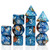 Set of 12 blue and copper dice in stacks