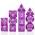 Set of 12 purple dice in stacks