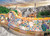 Park Guell, Barcelona puzzle image, depicting a mosaic wall overlooking a city