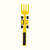 yellow and black plastic fork with wheels like a tractor