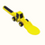 side view of  a yellow and black tractor spoon