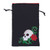 Embroidered black bag with a skull and rose vine