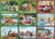 Squirrels on Vacation puzzle image, depicting nine images of squirrels and chipmunks in miniature vacation dioramas