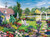 By the Pond puzzle image, depicting a colorful garden beside a pond