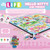 Close up of the back of the box, featuring the game as well as text about contents and the game theme