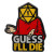 Guess I'll Die Enamel Pin, depicting a shrugging person with a d20 (result 1) for a head