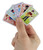A hand of tiny cards pinched between two fingers