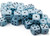Pastel blue dice with black pips