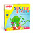 Front of yellow game box featuring a green sock monster 