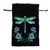 Black Dice Bag with embroidered green dragon fly and flowers centered from Black Oak Workshop