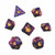 Marbled purple dice with golden numbers
