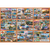 9 different cubes on a cork board featuring locations and landscapes