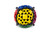 Colorful sphere with moveable gear shapes