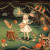 Puzzle image, art depicting fairies giving fruit and a flower crown to a child in a forest