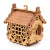 The final product, a built wooden puzzle box in the shape of a cabin
