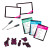 Dry erase pads, scoring tokens and example question cards