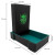Dice tower in dice tray, with dimensions shown: 7.75 x 4.75 x 7.9 inches