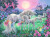 Puzzle image, art depicting a family of unicorns and fairies