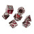 Set of red and silver metal RPG dice