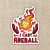 Sticker featuring a flaming twenty-sided die and the words "I cast Fireball"