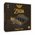 Front of the game box dark brown with hero gold chess pieces and Villian black Chess pieces