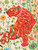 red ribbon tiger with floral behind
