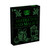 black front of game box with green foil font and mistletoe