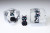 Set of clear RPG dice with resin inclusions of black cats