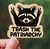 Sticker depicting a raccoon and the text "Trash the patriarchy"