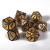 Metal brass color dice set with black numerals