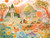 warm colored gardening scene with an adult and child