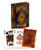 Image of Bicycle's fire deck packaging with cards removed to display card back and special art on king and ace of spades