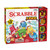 Scrabble Junior front of game box, 4 colorful pieces 