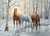 3 horses in at a stream in winter 