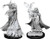 Cultist & Devil—Pathfinder Deep Cuts Unpainted Miniatures W12, one cloaked with long clawed fingers, the other with a staff with magic and a cloak  