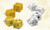 yellow and white dice 